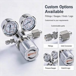 B12 High Pressure Gas Regulator High Purity SS316L Gas Regulator for CO2 Hydrogen Nitrogen Argon Laboratory Cylinders