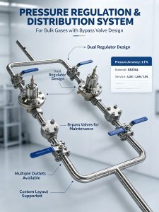 Custom Bulk Gas Pressure Regulating Distribution System with SS316 Components High Flow Capacity Low Pressure Manifold Solution