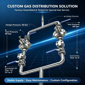 Custom Bulk Gas Pressure Regulating Distribution System with SS316 Components High Flow Capacity Low Pressure Manifold Solution