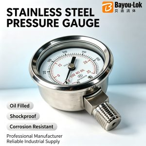 0-25MPa 1/4 Inch NPT External Thread Pressure Gauge, Stainless Steel Diaphragm Gauge Radial Axial Design Gas Pressure Regulator316 Stainless Steel High Precision Pressure Gauge