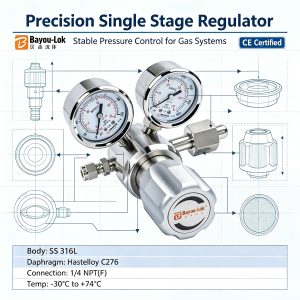 B12 High Pressure Gas Regulator High Purity SS316L Gas Regulator for CO2 Hydrogen Nitrogen Argon Laboratory Cylinders