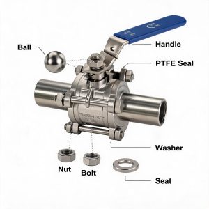 SS316 Three-piece Ball Valve with Socket Weld Ends, Customizable in Size for Industrial Fluid Control Gas Pressure Regulator