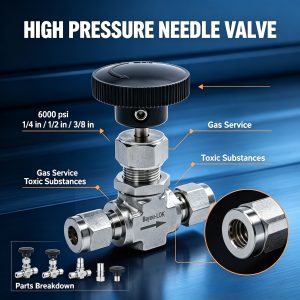 316 Stainless Steel Needle Valve High Purity Gas Cabinet Pipeline Flow Control OEM Gas Pressure Regulator