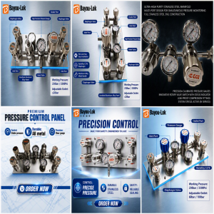 BMT22 Dual-Side Automatic Switch High Pressure Gas Pressure Regulator SUS316 Stainless Steel Construction for LPG Argon Applications