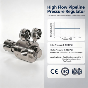Y15 High Capacity Pressure Reducing Valve Ultra Large Flow Helium Argon Acetylene Supply System Hastelloy C276 Diaphragm 40 Bar Max