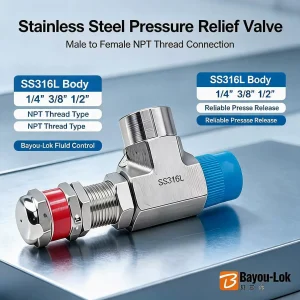 316 Stainless Steel Forged Polished NPT Three-Way Proportional Relief Valve Double Ferrule Tube Unloading Safety Valve Fitting
